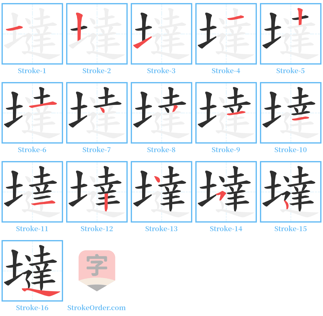 墶 Stroke Order Diagrams