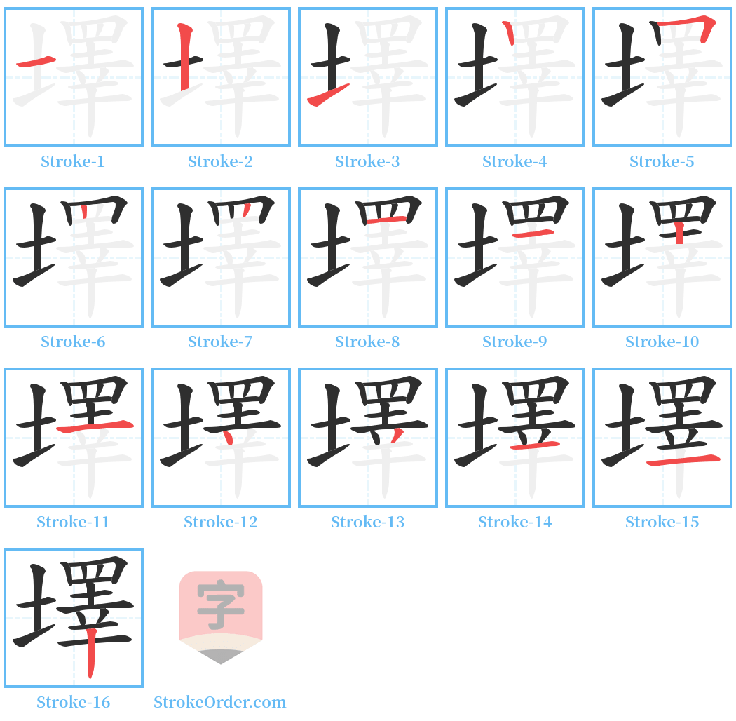 墿 Stroke Order Diagrams