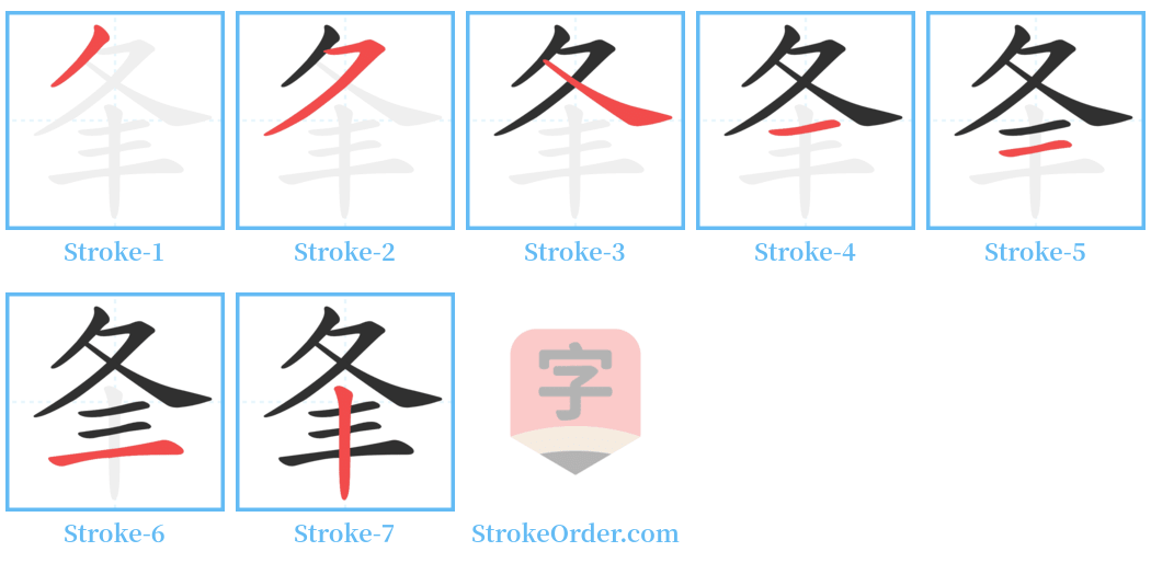 夆 Stroke Order Diagrams