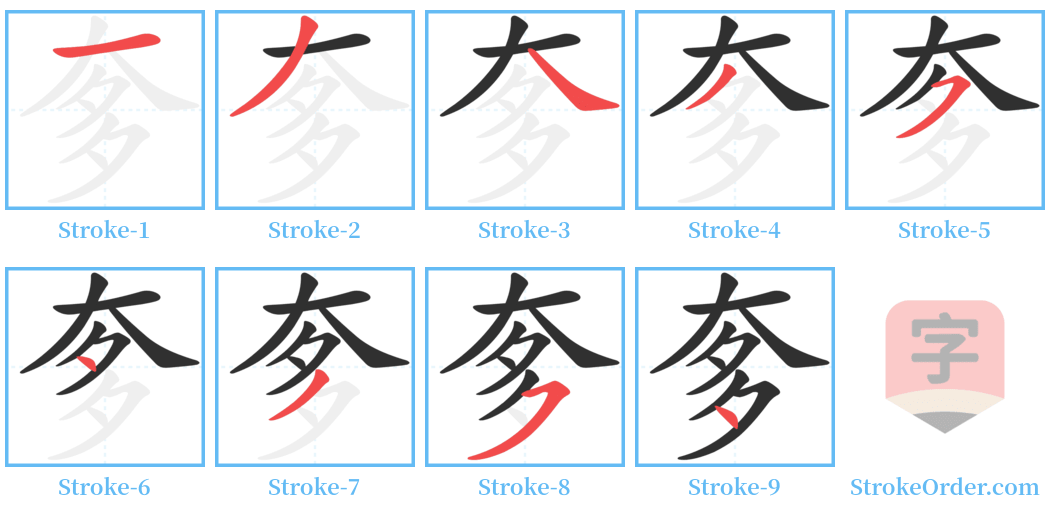 奓 Stroke Order Diagrams