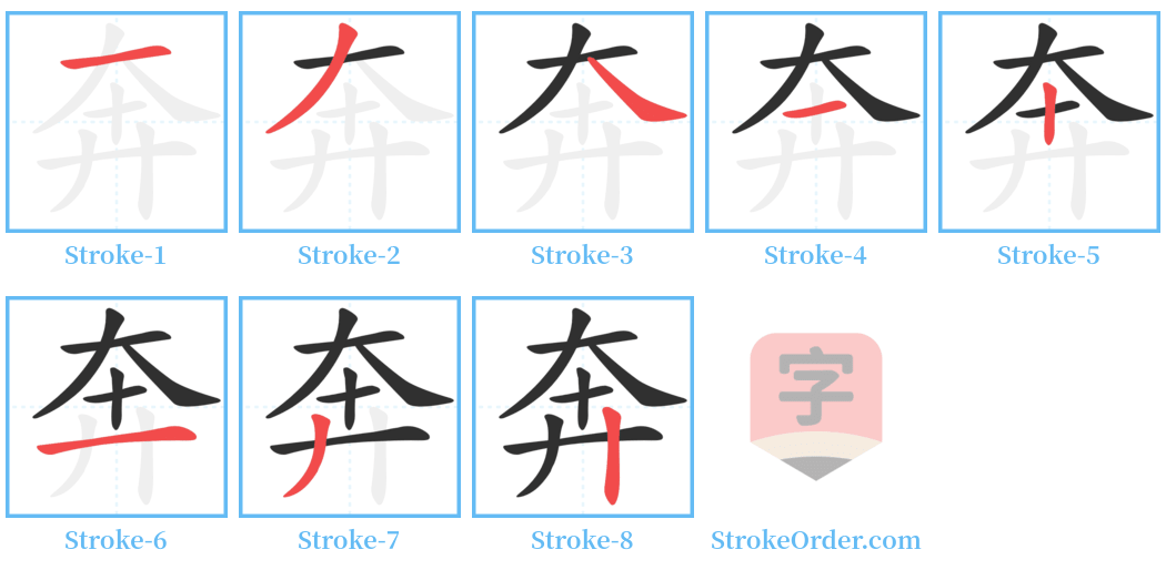 奔 Stroke Order Diagrams