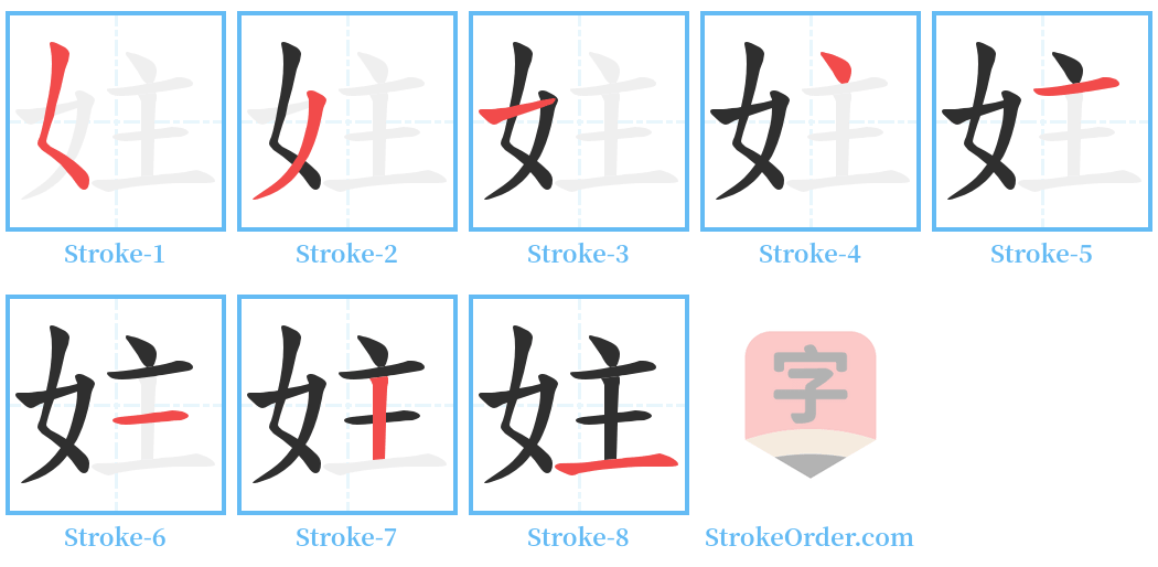 妵 Stroke Order Diagrams
