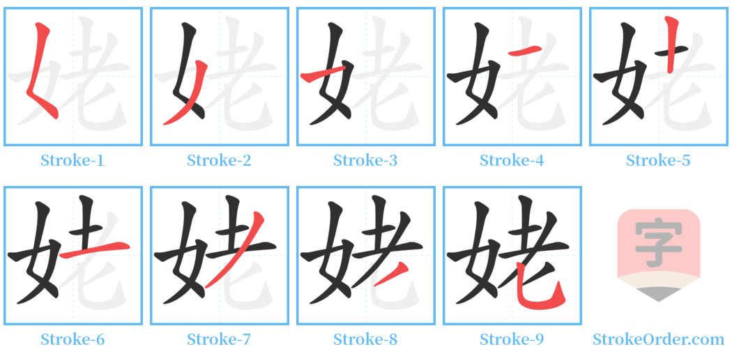 姥 Stroke Order Diagrams