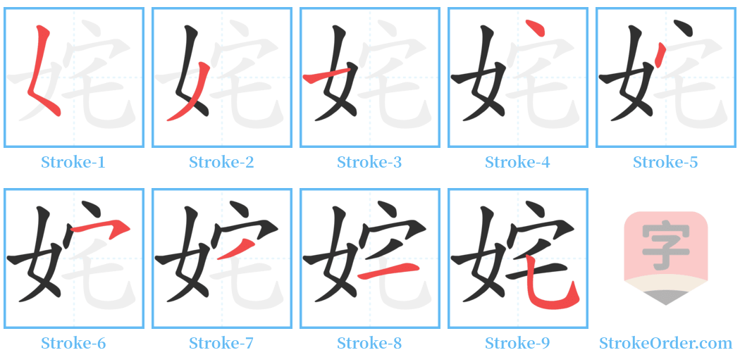 姹 Stroke Order Diagrams