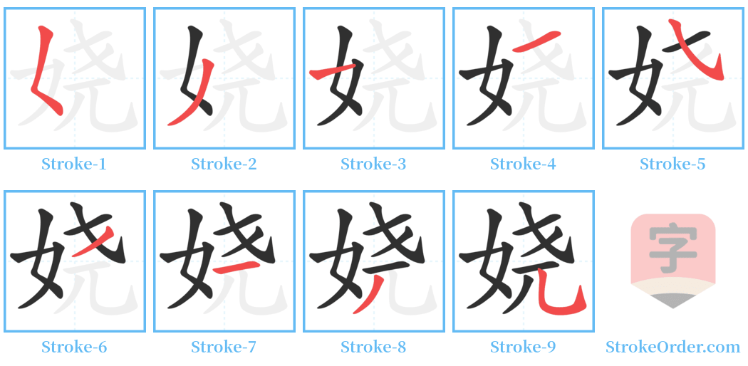 娆 Stroke Order Diagrams