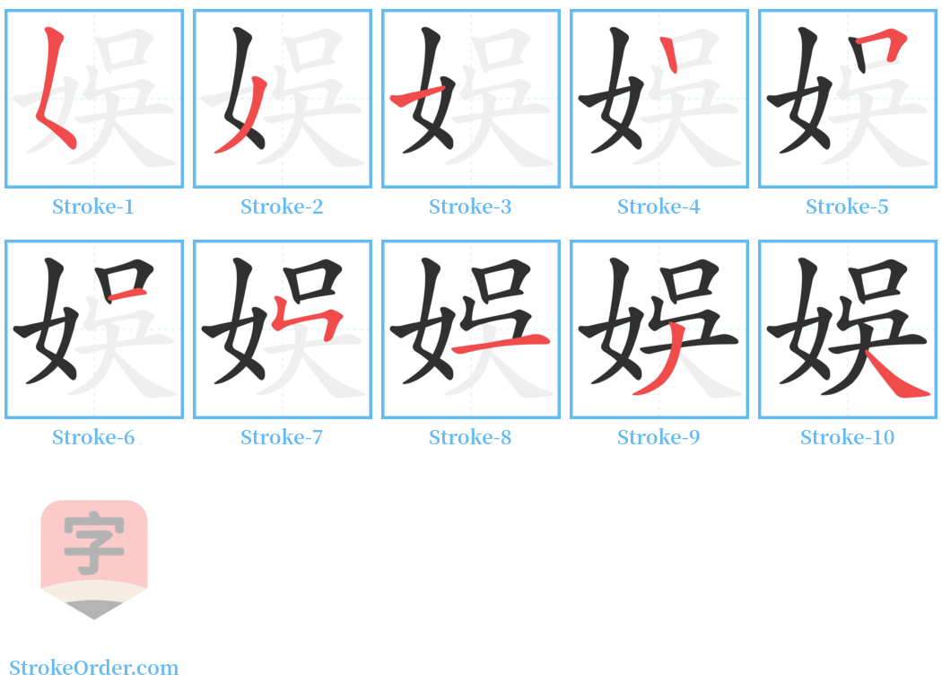 娛 Stroke Order Diagrams