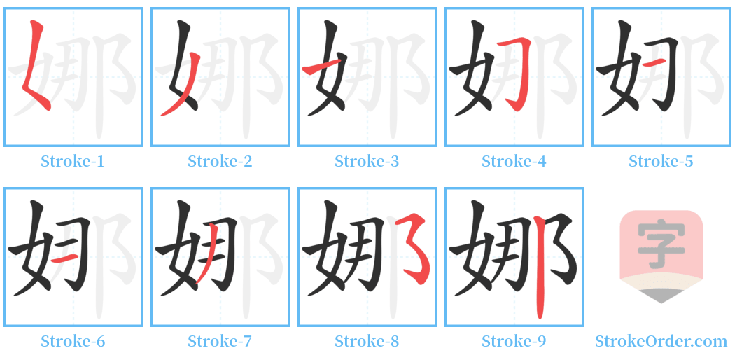 娜 Stroke Order Diagrams