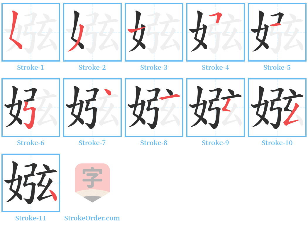 娹 Stroke Order Diagrams