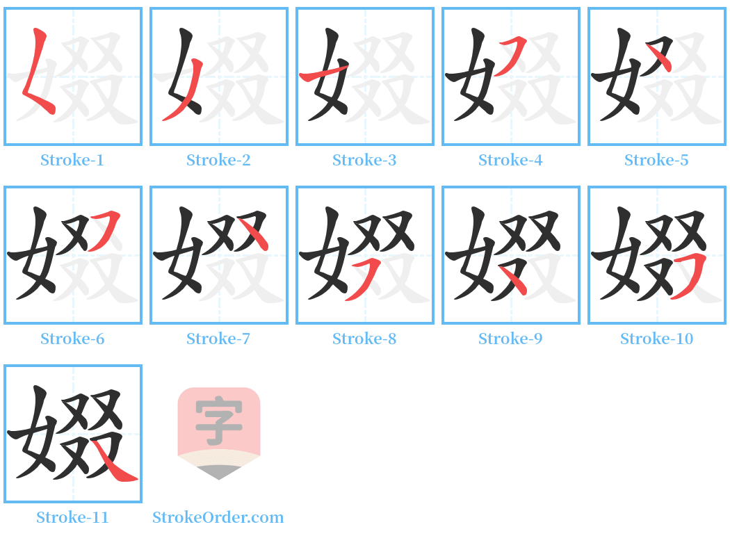 娺 Stroke Order Diagrams