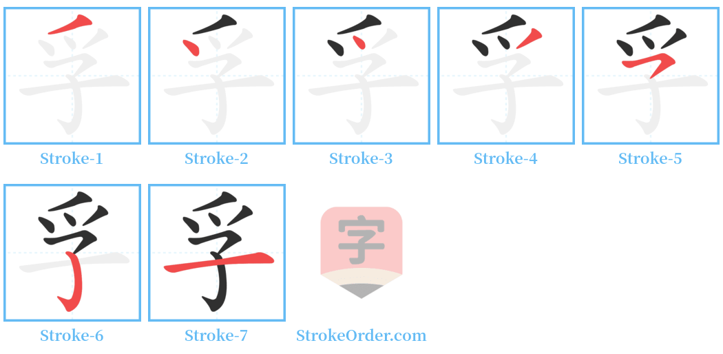 孚 Stroke Order Diagrams