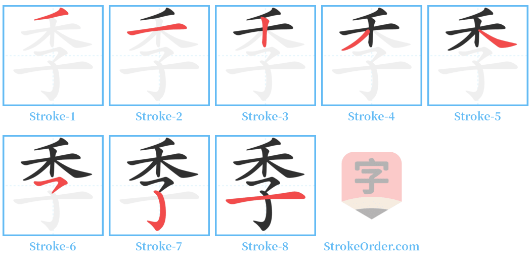 季 Stroke Order Diagrams