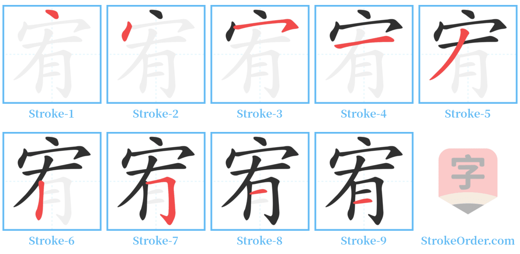 宥 Stroke Order Diagrams