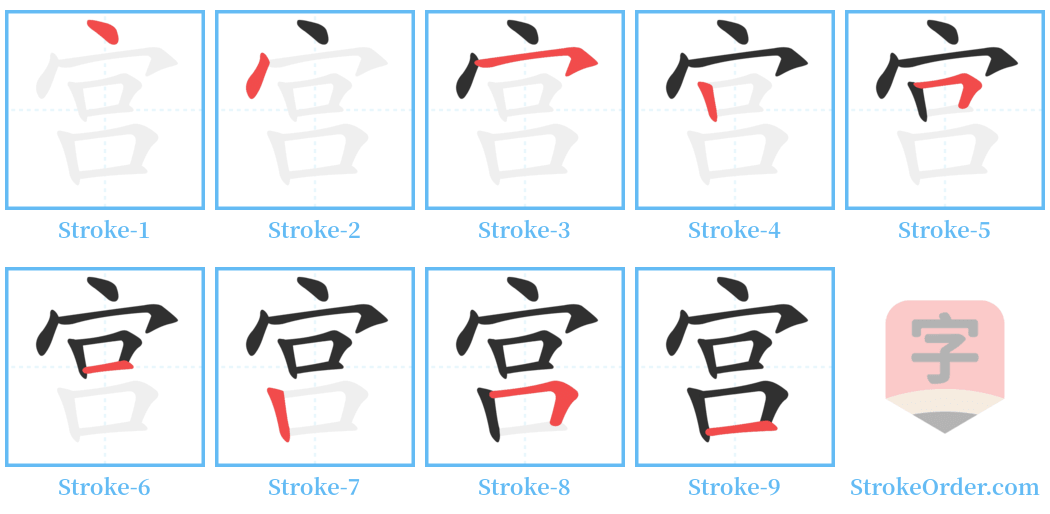 宫 Stroke Order Diagrams