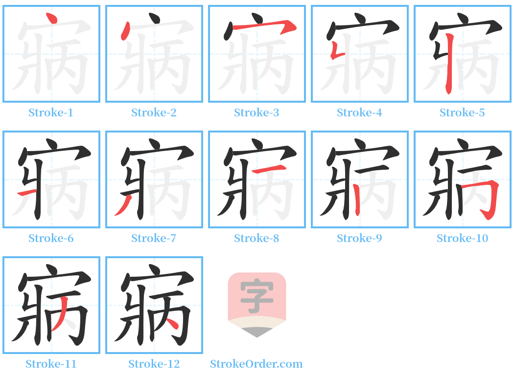 寎 Stroke Order Diagrams