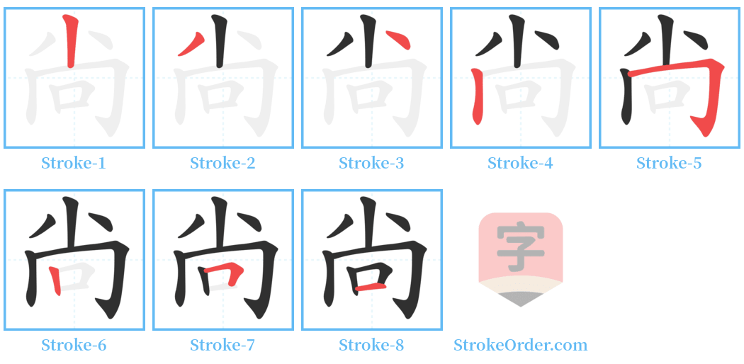 尙 Stroke Order Diagrams