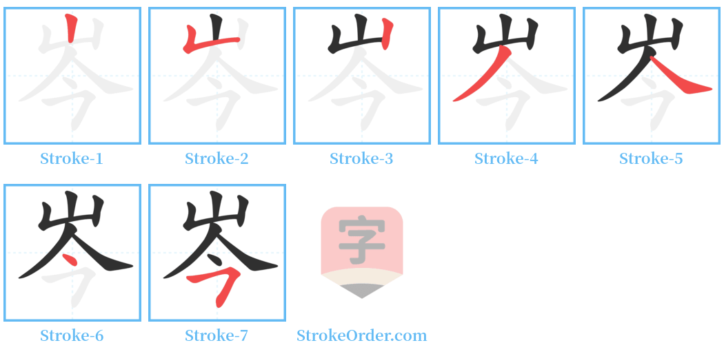 岑 Stroke Order Diagrams