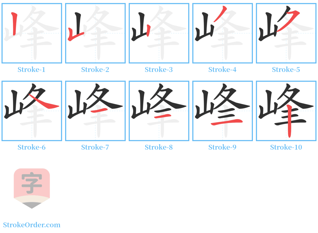 峰 Stroke Order Diagrams