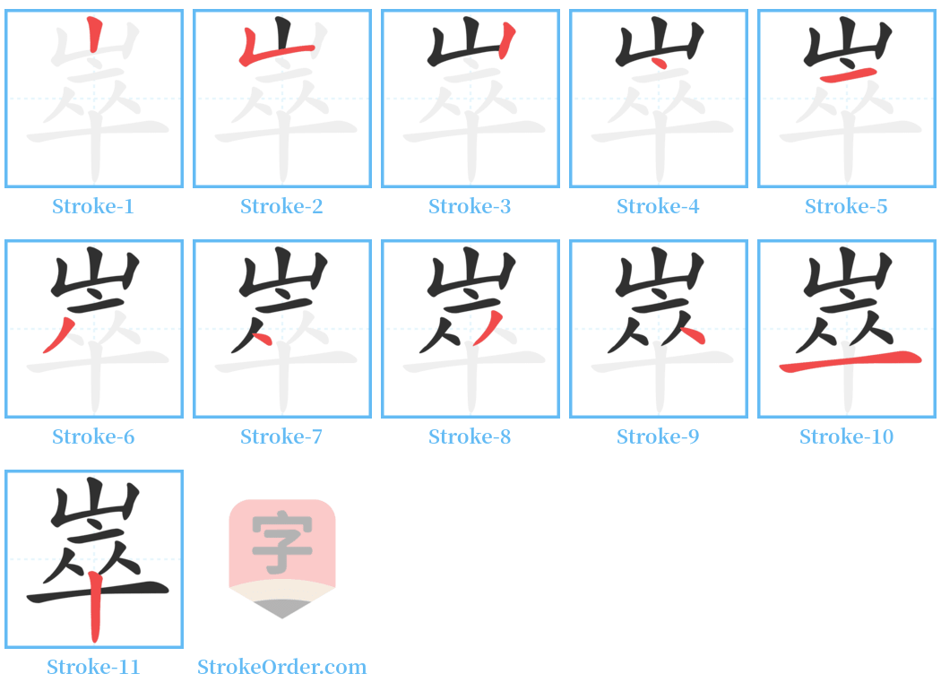 崒 Stroke Order Diagrams