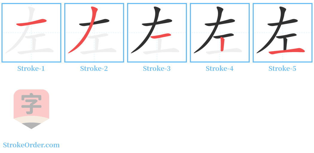 左 Stroke Order Diagrams