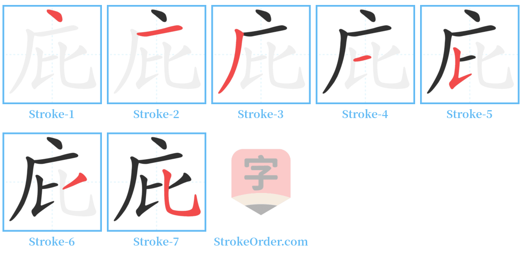 庇 Stroke Order Diagrams