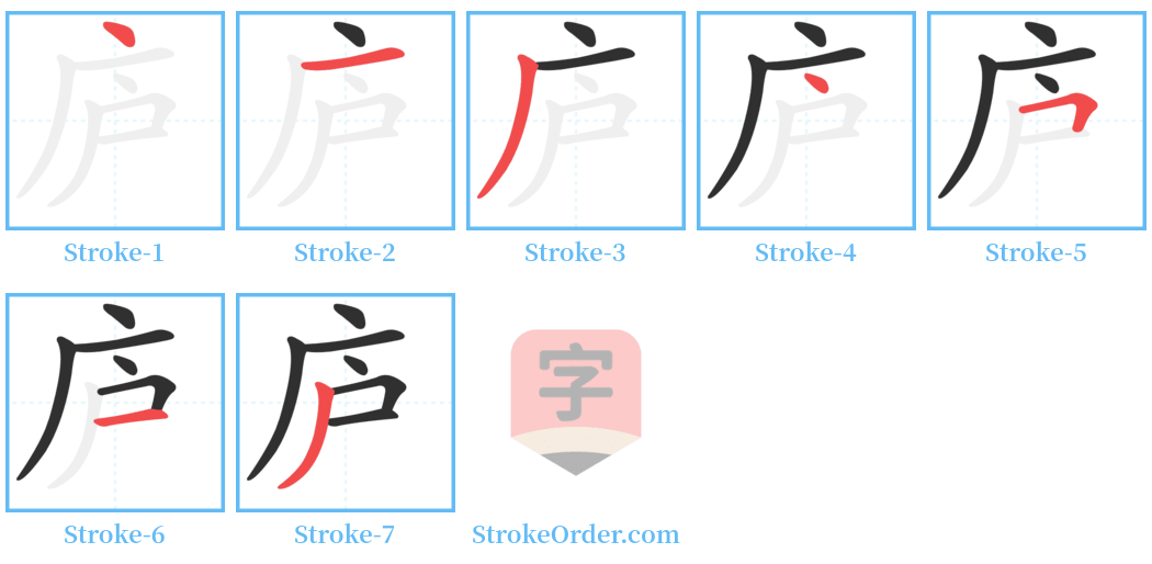 庐 Stroke Order Diagrams