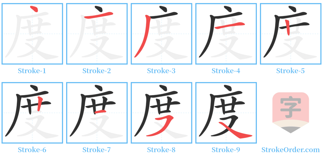 度 Stroke Order Diagrams