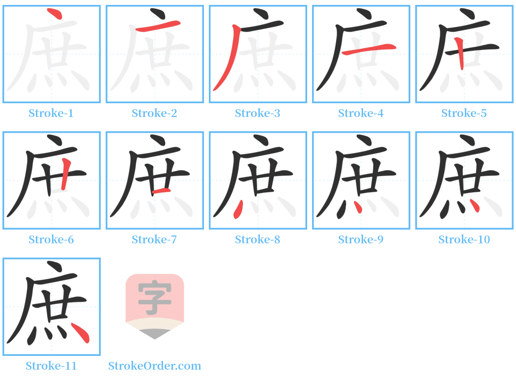 庶 Stroke Order Diagrams