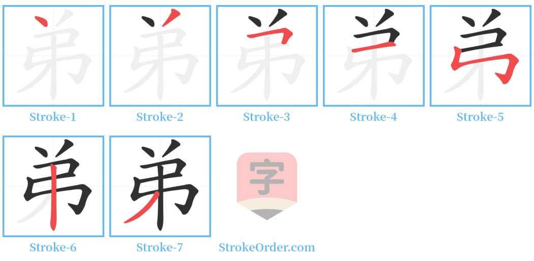 弟 Stroke Order Diagrams