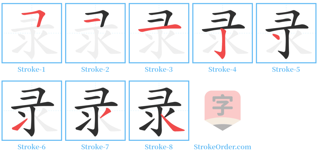 录 Stroke Order Diagrams