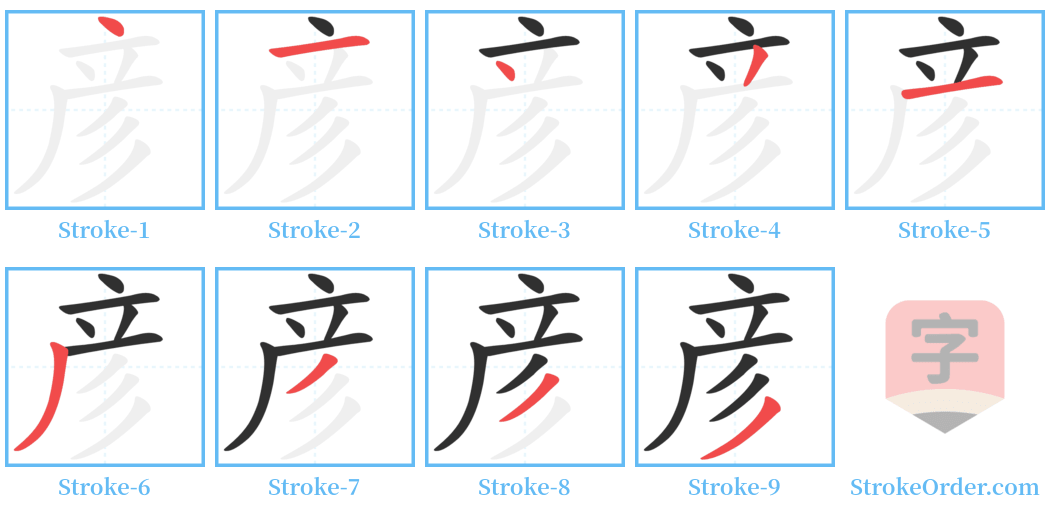彦 Stroke Order Diagrams