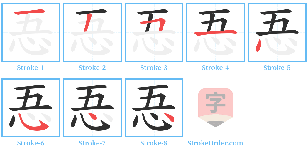 忢 Stroke Order Diagrams