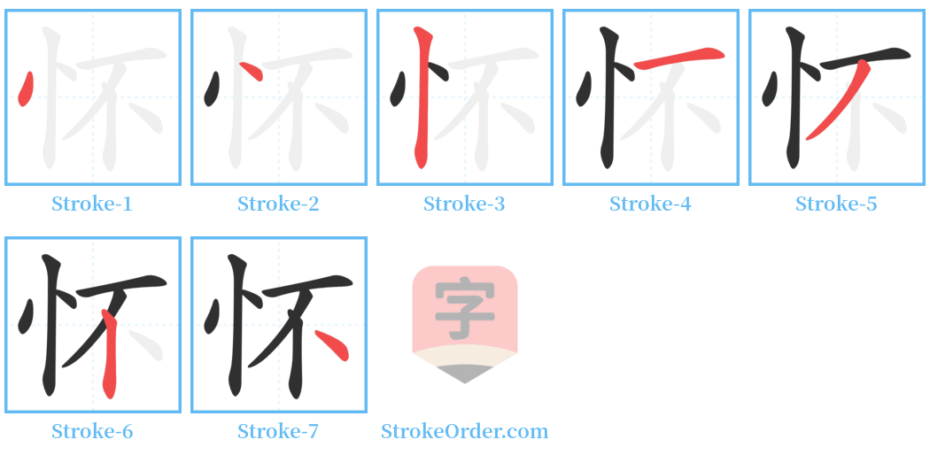 怀 Stroke Order Diagrams