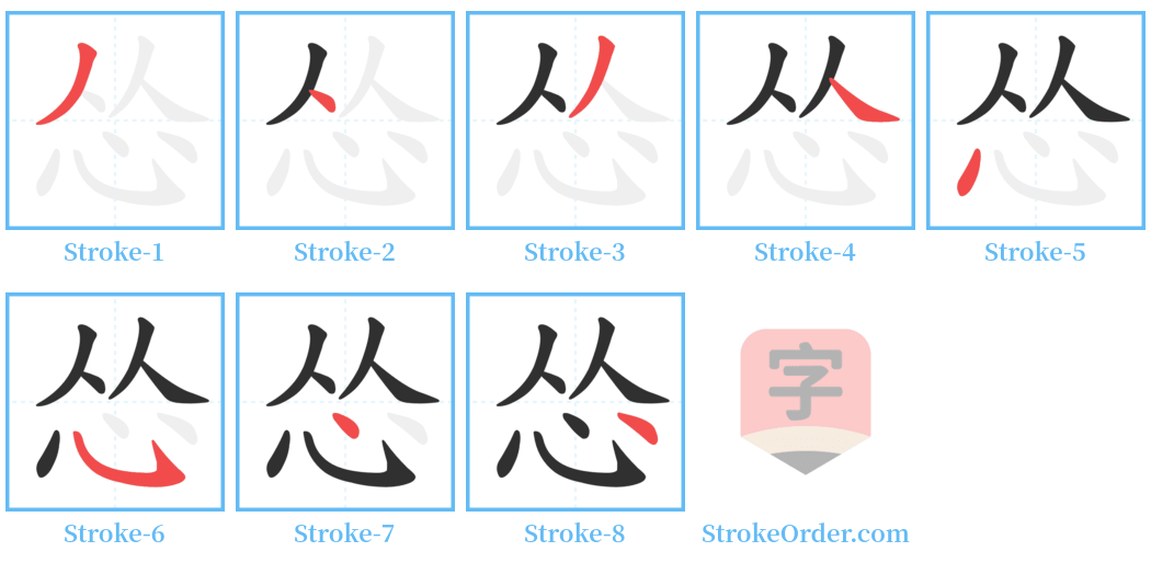 怂 Stroke Order Diagrams