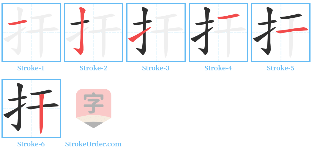 扞 Stroke Order Diagrams