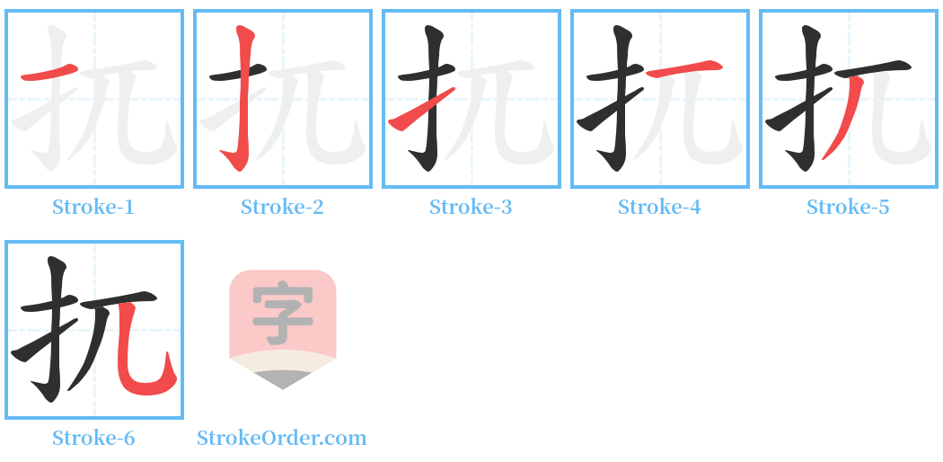 扤 Stroke Order Diagrams