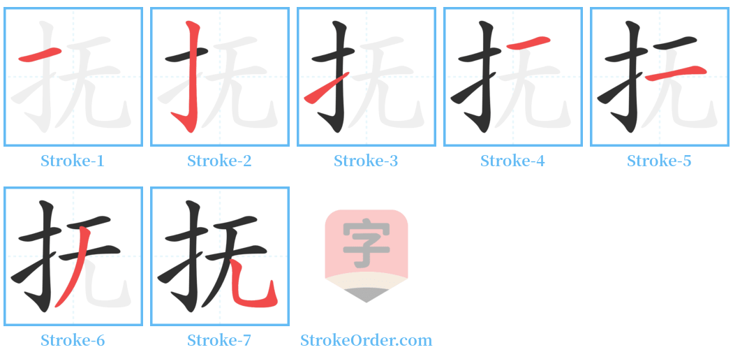 抚 Stroke Order Diagrams