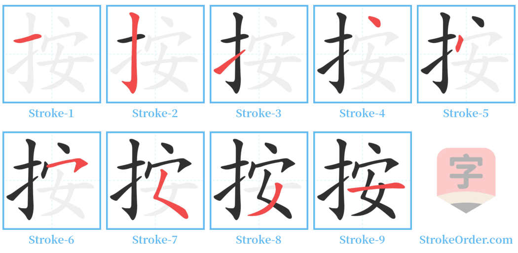 按 Stroke Order Diagrams