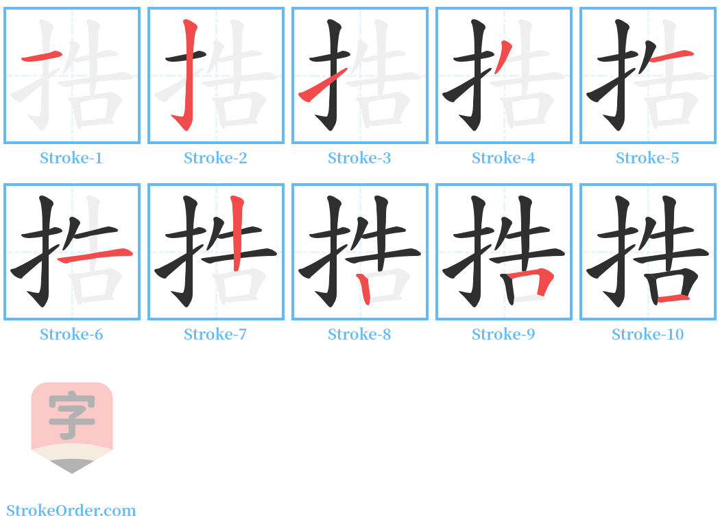 捁 Stroke Order Diagrams