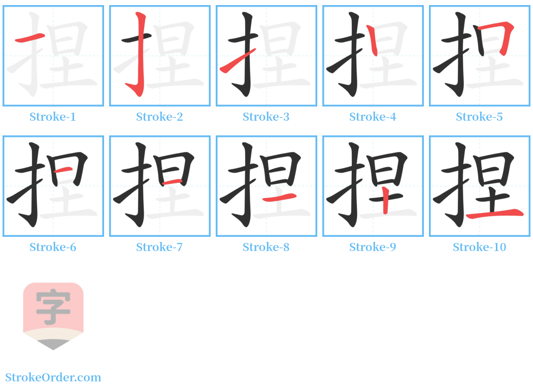 捏 Stroke Order Diagrams