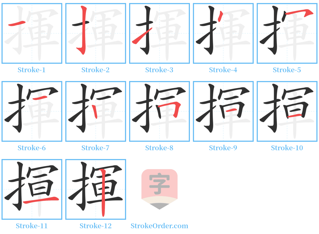 揮 Stroke Order Diagrams