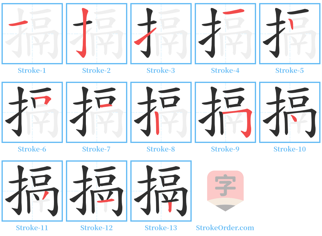 搹 Stroke Order Diagrams