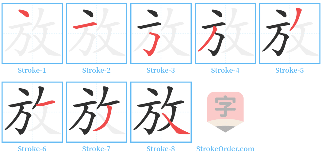 放 Stroke Order Diagrams