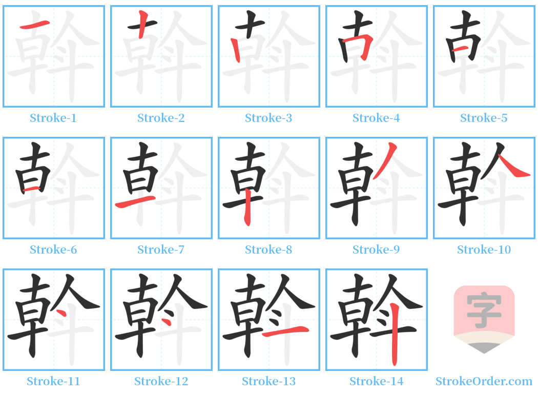斡 Stroke Order Diagrams