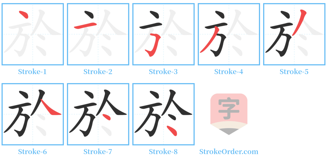 於 Stroke Order Diagrams