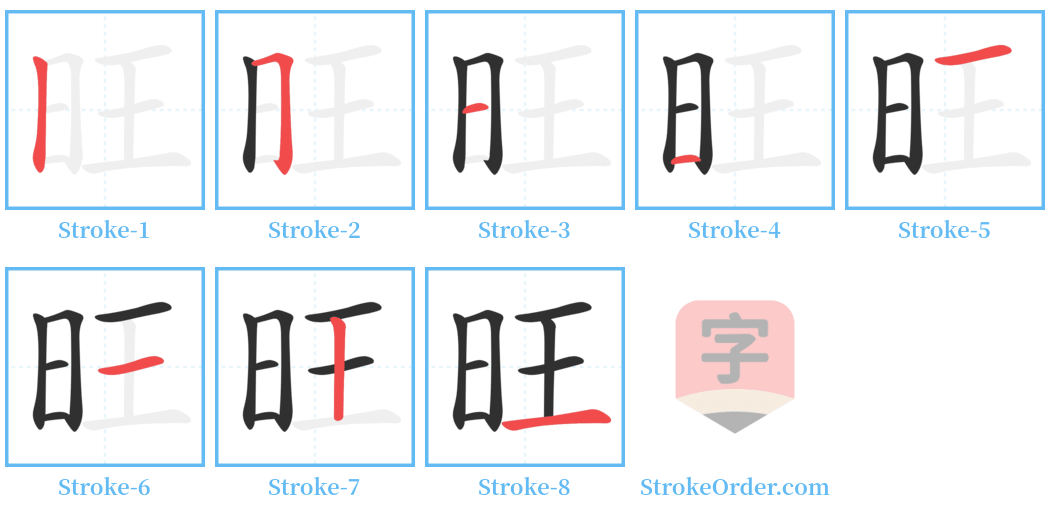 旺 Stroke Order Diagrams