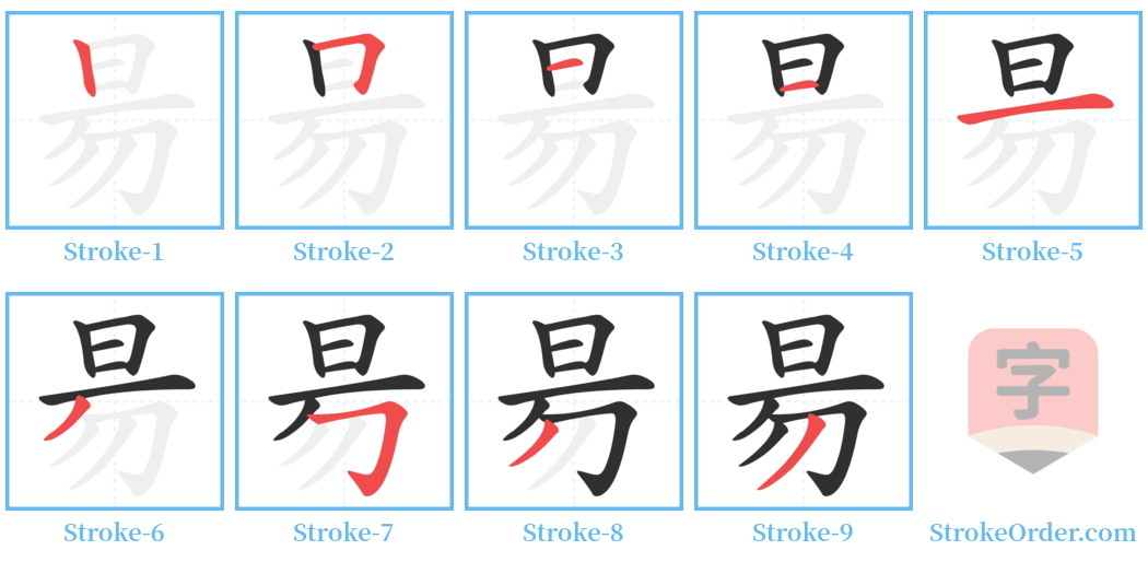昜 Stroke Order Diagrams