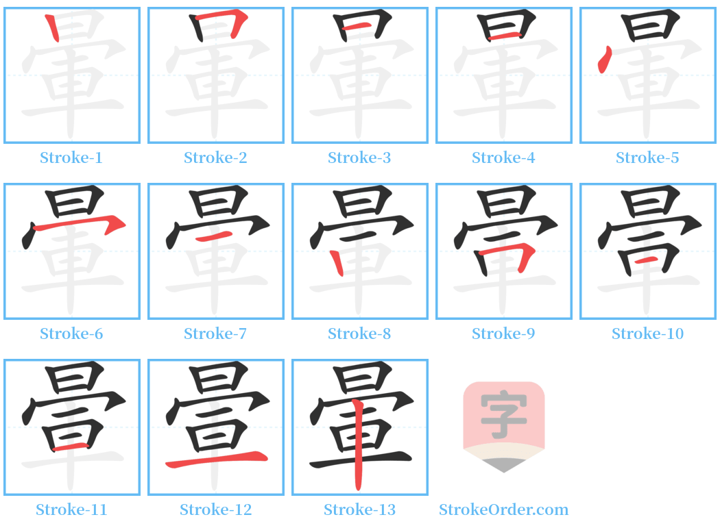 暈 Stroke Order Diagrams