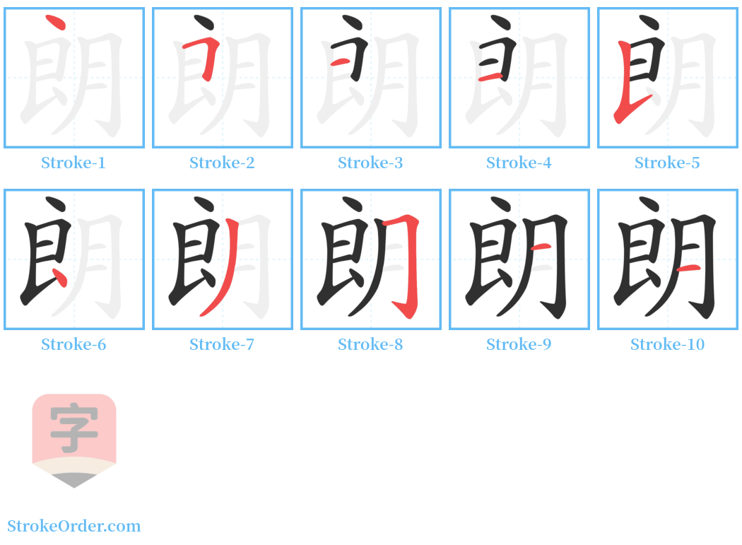 朗 Stroke Order Diagrams