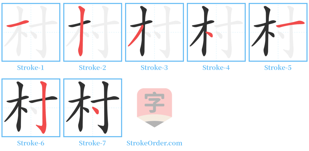 村 Stroke Order Diagrams