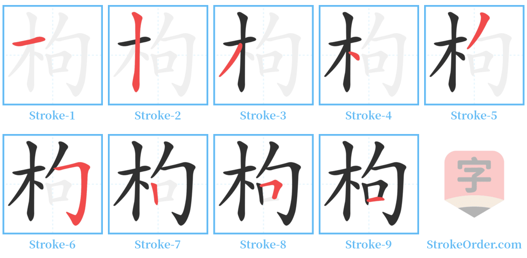 枸 Stroke Order Diagrams